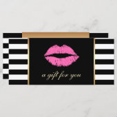 Carte Chèques-cadeaux | Lèvres roses Modernes Stripes Sa (Devant / Derrière)