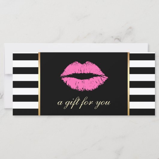 Carte Chèques-cadeaux | Lèvres roses Modernes Stripes Sa (Devant)