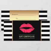 Carte Chèques-cadeaux | Red Lips Moderne Stripes Salon (Devant / Derrière)