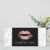 Carte Chèques-cadeaux | Rose Gold Lips Marbre moderne (Debout devant)