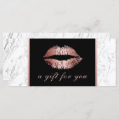 Carte Chèques-cadeaux | Rose Gold Lips Marbre moderne (Devant / Derrière)