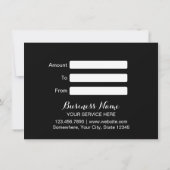 Carte Chèques-cadeaux | Vintage Floral Salon Spa (Dos)