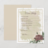 Carte Cher bébé Rustique Floral Bourgogne Baby shower ro (Devant / Derrière)