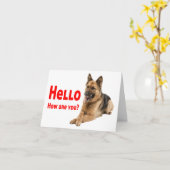 Carte Cher berger allemand mignon Chien chiot Bonjour (Fleur jaune)