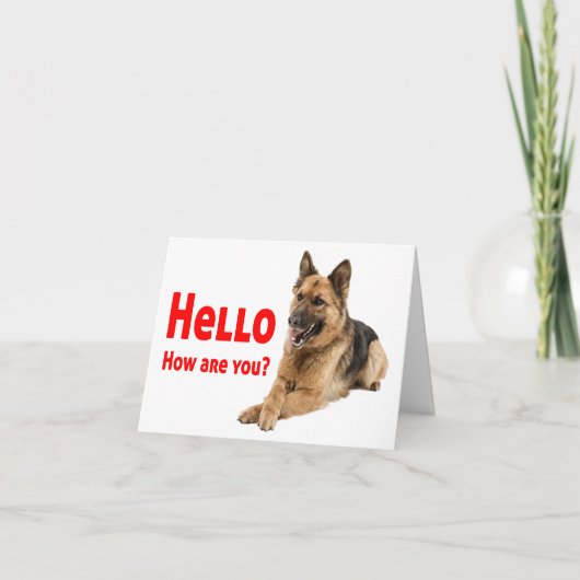 Carte Cher berger allemand mignon Chien chiot Bonjour (Devant)