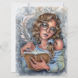 Carte Cher Journal Femme Ecrivain plume stylo livre cart