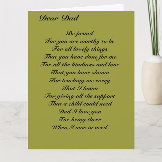 Carte Cher papa fête des pères hommage (Devant)