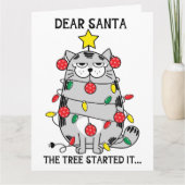 Carte Cher Père Noël Drôle Dit Noël Chat Tree Custom (Devant)