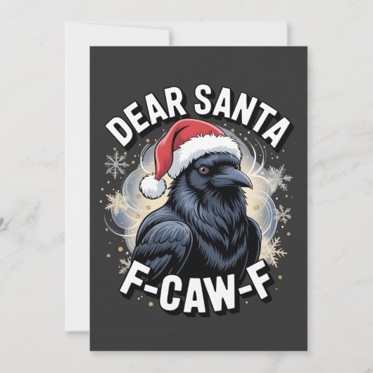 Carte Cher Père Noël F-caw-F Drôle Corbeau de Noël (Devant)