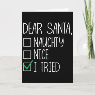 Carte Cher Père Noël Gentil Vilain J'ai Essayé Liste de