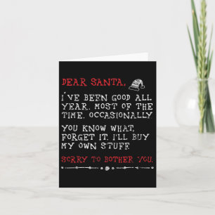 Carte Cher Père Noël, j'achèterai mes propres trucs Lett