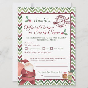 Carte Cher Père Noël   Lettre personnalisée aux enfants 