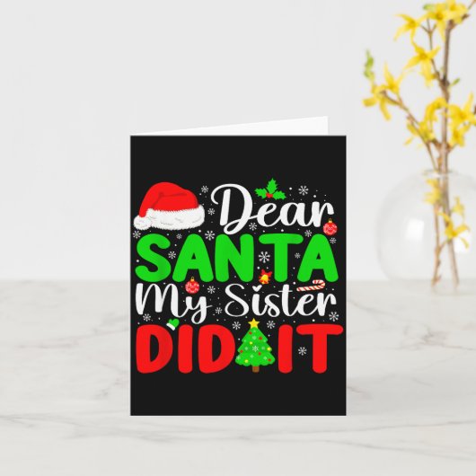 Carte Cher Père Noël Ma Soeur L'a Fait Drôle Noël Famill (Fleur jaune)