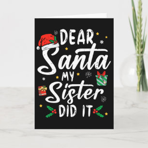 Carte Cher Père Noël Ma Soeur L'a Fait Filles Enfants Ga