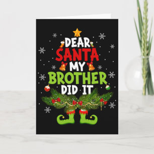 Carte Cher Père Noël Mon Frère L'a Fait Elf Noël Corresp