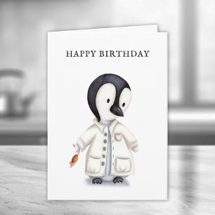 Carte Cher scientifique Penguin Souris Anniversaire