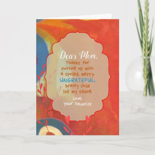 Carte Chère maman de l'enfant favori (Devant)