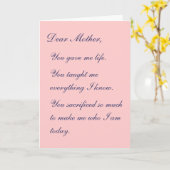 Carte Chère mère (Fleur jaune)