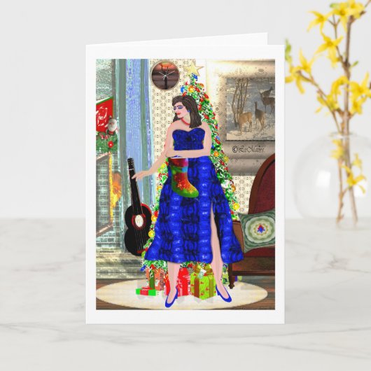 Carte Chère Noël LeeMarie design créatif (Fleur jaune)