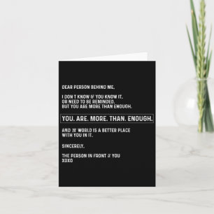 Carte Chère Personne Derrière Moi, Vous Êtes Suffisammen
