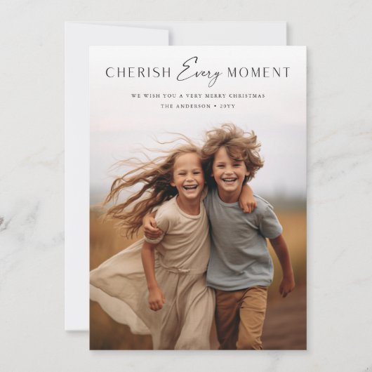 Carte Chéri moderne chaque instant Enfants Noël de famil (Devant)