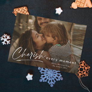 Carte Cherish Every Moment Script Photo Happy Holidays
