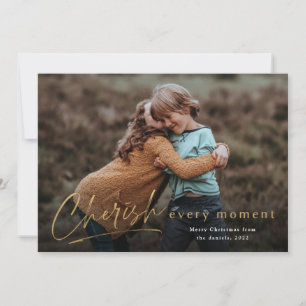 Carte Cherish Every Moment Script Photo Joyeux Noël