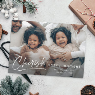 Carte Cherish Every Moment Script Photo Joyeux Noël