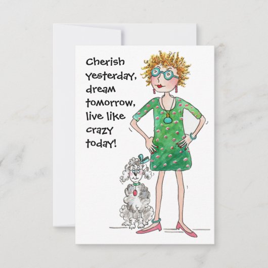 Carte Cherish hier, rêve demain, vivez comme un fou (Devant)
