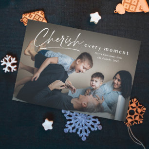 Carte Chérissez chaque moment écriture photo Joyeux Noël