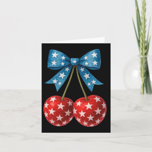 Carte Cherries American Flag Coquette Bow Cherry 4th Of (Devant)