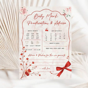 Carte Cherry on Top Baby Predictions Jeu Bow rose
