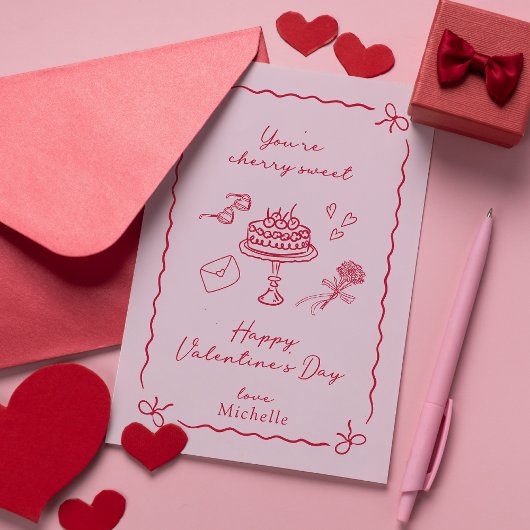 Carte Cherry Pink Valentine's Day