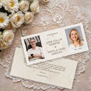 Carte Chers Décédés Couple Décédés Merci Photo Personnal