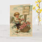 Carte Cherub avec Roses (Fleur jaune)