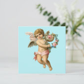 Carte Cherub bébé vintage avec fleurs (Debout devant)