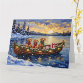 Carte Chesapeake Bay Retriever Christmas Boat Holiday (Fleur jaune)