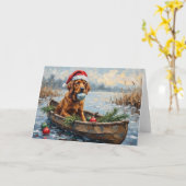 Carte Chesapeake Bay Retriever Christmas Hunting Boat (Fleur jaune)