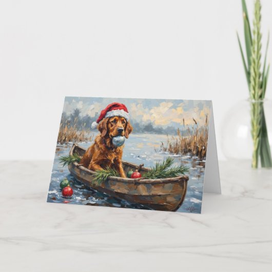 Carte Chesapeake Bay Retriever Christmas Hunting Boat (Devant)
