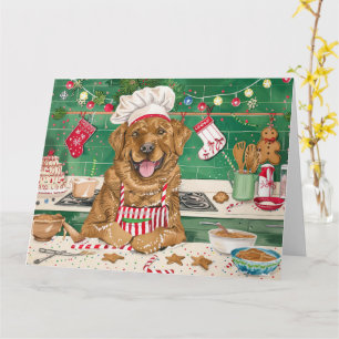 Carte Chesapeake Bay Retriever en cuisine : Noël festif