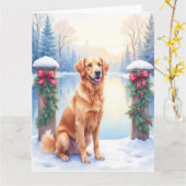 Carte Chesapeake Bay Retriever Winter Lakeside Christmas (Fleur jaune)
