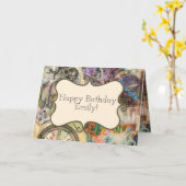 Carte Cheshire Chat Alice Wonderland Classic (Fleur jaune)