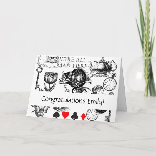 Carte Cheshire Chat classique alice au merveilleux fou (Devant)