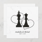 Carte Chess King and Queen Pieces Wedding Design (Devant / Derrière)