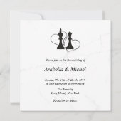 Carte Chess King and Queen Pieces Wedding Design (Dos)