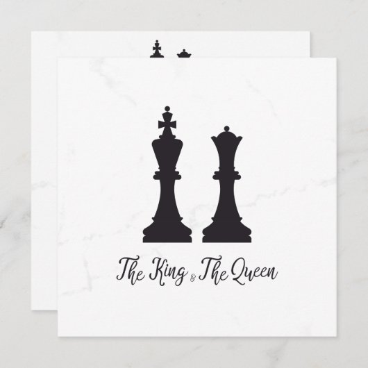 Carte Chess King and Queen Pieces Wedding Design (Devant / Derrière)