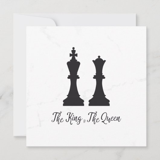 Carte Chess King and Queen Pieces Wedding Design (Devant)