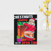 Carte Chest Nuts Roasting Funny Naughty Santa Dirty Food (Fleur jaune)