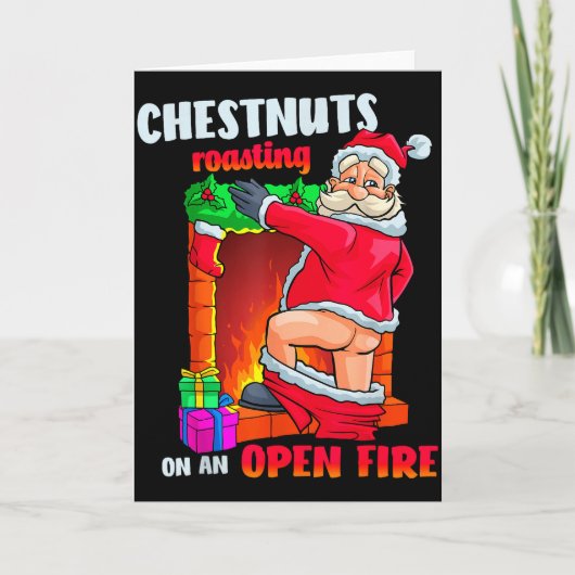 Carte Chest Nuts Roasting Funny Naughty Santa Dirty Food (Devant)