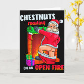 Carte Chest Nuts Roasting Funny Naughty Santa Dirty Food (Fleur jaune)